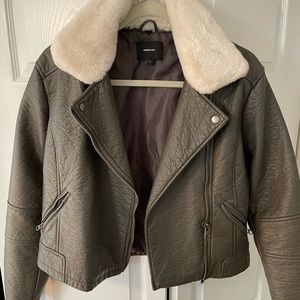 Members Only leather fur trimmed Jacket